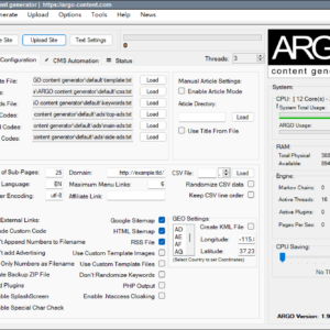 ARGO content generator界面