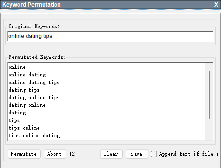 关键词排列工具（Keyword Permutation）